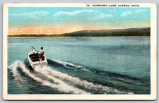 Hubbard Lake Alpena Michigan Motorboat Postcard PC184 picture