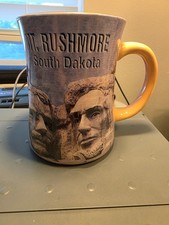 Mount Mt. Rushmore Embossed 12 ox Coffee Mug Cup 1.2lb Stoneware picture