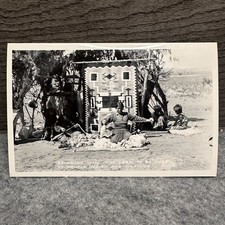 Navajo Indian Rug Weaving RPPC - Spinning Wool, Lollsgard Specialty Co. picture