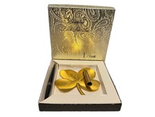 Vintage Gerity Shamrock Desk Pen Set Gold Tone Four Leaf Clover in Box picture