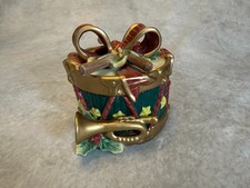 Fitz & Floyd Holiday Treasure Box Drum Lidded Box Christmas Music Ceramic picture