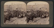 Gardiner Montana Roosevelt Yellowstone Park cornerstone laying 1903 crowd picture