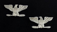 Colonel Eagle Rank Insignia Metal Silver Finish - Small (Pair) picture
