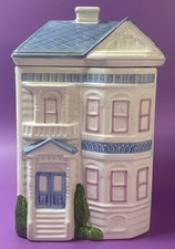 Vintage Hearth & Home Ceramic Victorian House Cookie Jar Canister 9