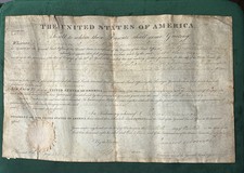 1824 James Monroe Signed US Land Patent Peter Miller Ohio GLO Original Seal picture