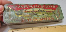 Vintage Parkinsons Butter Scotch tin (EMPTY), great colorful graphics on lid picture