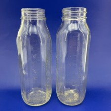 EVENFLO Clear Glass Baby Bottle 8 Oz Hexagon Vintage Made in USA LOT of 2 picture