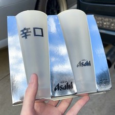 Asahi Super Dry: Japanese Frosted Beer Glasses Set of 2 - New Boxed Collectible picture
