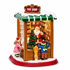 Lighted Santa’s Christmas Village Shop LED Lights, Music & Animation Battery ... picture
