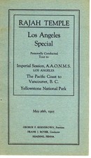 RAJAH TEMPLE LOS ANGELES SPECIAL TO THE IMPERIAL SESSION - A.A.O.N.M.S. - 1925 picture