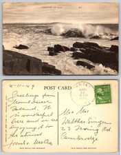 1949 Mount Desert Island Maine Ocean Surf & Rocks RPPC Postcard Vintage picture