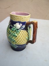 Antique Majolica Pitcher Pottery Flower Relief Art Nouveau picture