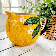 VTG Maruhon Ware Orange Blossoms 1950s Round Ceramic Pitcher Japan 4.5