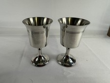 Lot Of 2 Vintage GE Wine Goblets GENERAL ELECTRIC Advertising JOSTENS Pewter picture