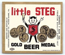 Vintage 1957 Little STEG Beer Label - Stegmaier Brewery 7oz picture