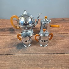 Farberware Coffee Tea Set Art Deco Silver Good Bakelite Handles 4pc Missing Cord picture