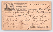 1874 J. B. Martindale & Co. Law Directory Trade Postal Card Indianapolis IN picture