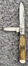 VTG KA-BAR BOOT HILL KC Co STAG HANDLE 2 BLADE FOLDING POCKET KNIFE DMB88 picture