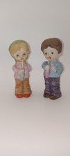 Vintage Adorable Boy Girl Summertime Soda Pop Porcelain Label Japan Lefton  picture