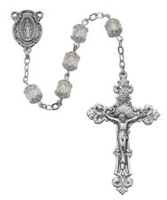 Crystal Aurora Borealis Capped Bead Rosary Silver OX Center And Crucifix 7mm picture