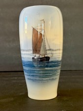 Royal Copenhagen Porcelain Vase Sailboat Maritime Marked Numbered Denmark 1960’s picture