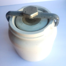 Vintage Norton Ceramic Turn Screw Small Stoneware Mill Grinding Jar BF 00 RARE picture