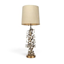 VTG Marbro Italian Gilt Tole Crystal Floral Vine Table Lamp 46.5in Regency picture