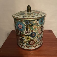 Vtg Daher Tin Embossed W/ A Colorful Floral Design Includes Lid Made In England picture