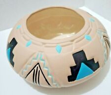 Native American TCM 1990 pottery Planter bowl signed  picture