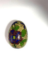 Vintage Chinese Cloisonné Enamel Decorative Egg ~ Floral & Butterfly Motif picture