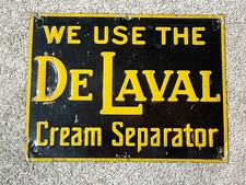 VINTAGE 1930s Black & Yellow De Laval Delaval Cream Separator Tin Sign 16 X 12