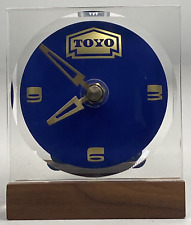 Vintage Toyo Tires Acrylic Advertising Desk Clock Blue & Gold Color Face Battery picture