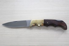 Vintage Kershaw 1070 Folding Knife KAI Japan Wood Handle Brass Bolster  P33 picture