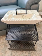 Vtg MCM Atomic Starburst Metal Smoking/Magazine Stand, Spaghetti Drizzle Ashtray picture