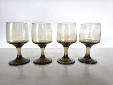 Vintage MCM Libbey Tawny Accent Smoky Brown Wine Glasses Set of 4 Circa 1968-72 picture
