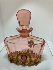 OUTSTANDING PINK, JEWELED & FILIGREE CZECH AUSTRIAN PERFUME BOTTLE picture