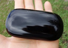 Black OBSIDIAN Gold Sheen Palm Stone Scrying Mirror Crystal MEXICO Volcanic picture