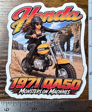 1971 Honda QA50 Minibike 9x9cm Vinyl Sticker Vintage Monster Art Seaside Arch picture
