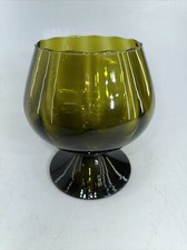 Mid Century Amber Glass Footed Vase With Optic Stunning picture
