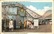 Rye NY Kid's Roller Coaster Eagle Post Card Co. c1930s-40s Vintage Postcard bhn picture