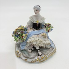 Luigi Fabris Capodimonte Porcelain Lace Lady Figurine With Flowers picture