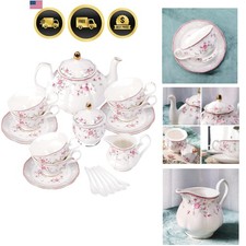 Vintage Porcelain Tea Set for Women Tea Party, Cup and Saucer Set for 6, Wedd... picture