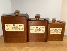 3pc VTG International Heartland Wooden Canister Set Farmhouse Country Kitchen picture