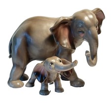 Large Vintage Joseph's Originals Ceramic Elephant & Baby Figurine Perfect picture