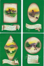 Clapsaddle Set-4 Irish Castles Landscapes St Patricks Day A/S Emb PCs Vtg 1911 picture