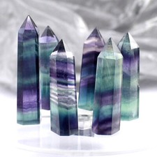 5X Natural Rock Fluorite Quartz Crystal Stone Point Healing Wand Obelisk BS40 picture