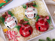 Personalized Jingle Bell Christmas Ornament, Pine Cone Decor, 2026 Christmas picture