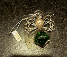 Avon Angel May Emerald Birthstone Ornament Green Hanging Christmas Angel w/ Box picture