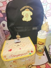 Super Cute Sanrio Pompompurin 3-Piece Lot  Backpack, Storage Box & Water Bottle picture