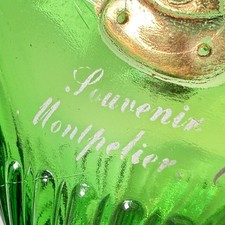 MONTPELIER VT VERMONT ANTIQUE Souvenir DEPRESSION GREEN Glass TRINKET COAL picture